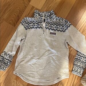 Vineyard Vines Gray and Blue Zip-Up Sweater
